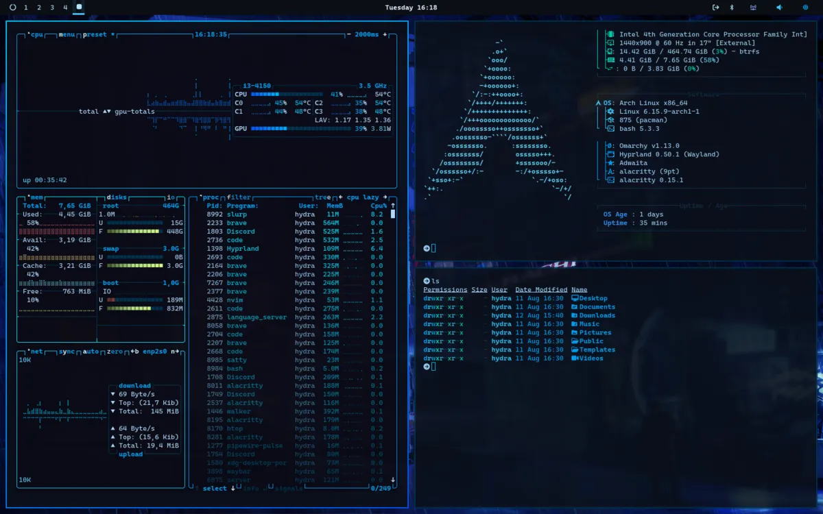 Motyw Azure Glow — zrzut ekranu