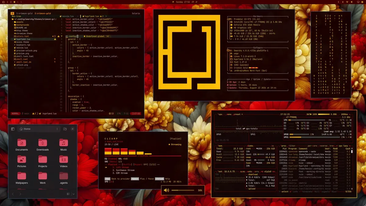 Motyw Crimson Gold — zrzut ekranu